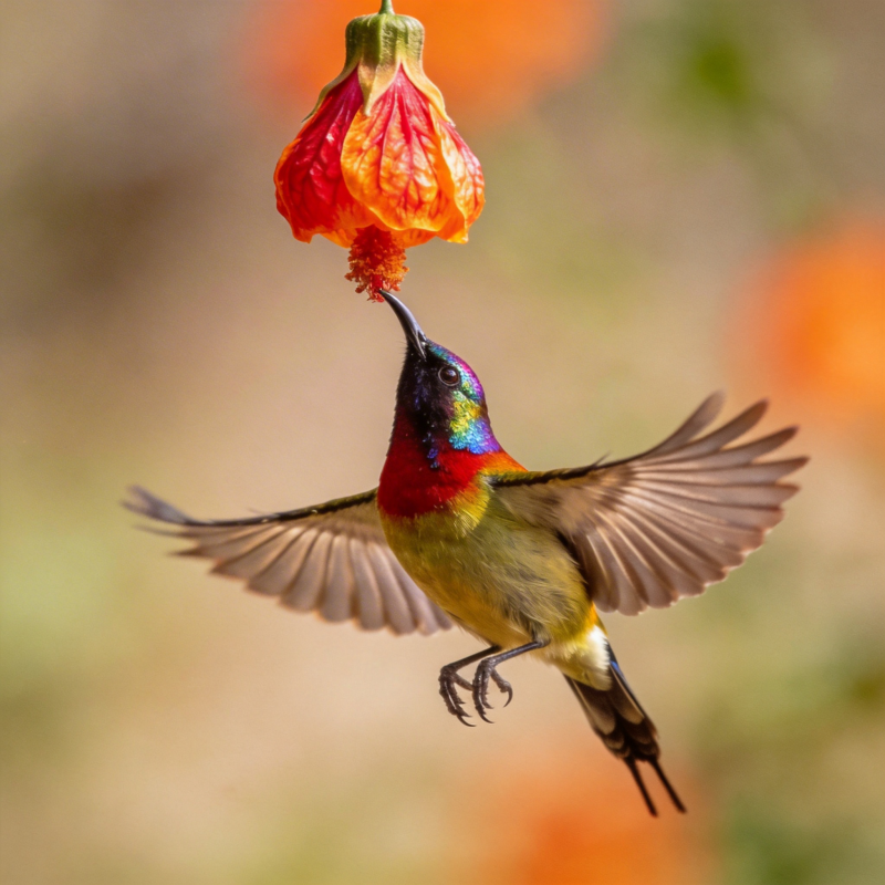蜂鸟采蜜瞬间图片