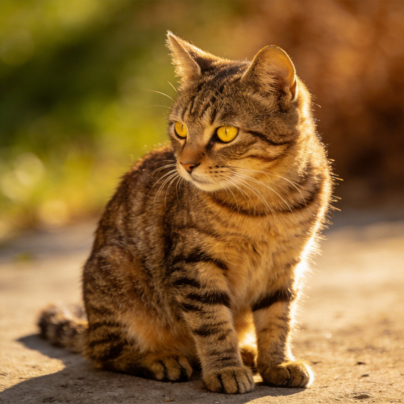 虎斑猫凝视远方图片