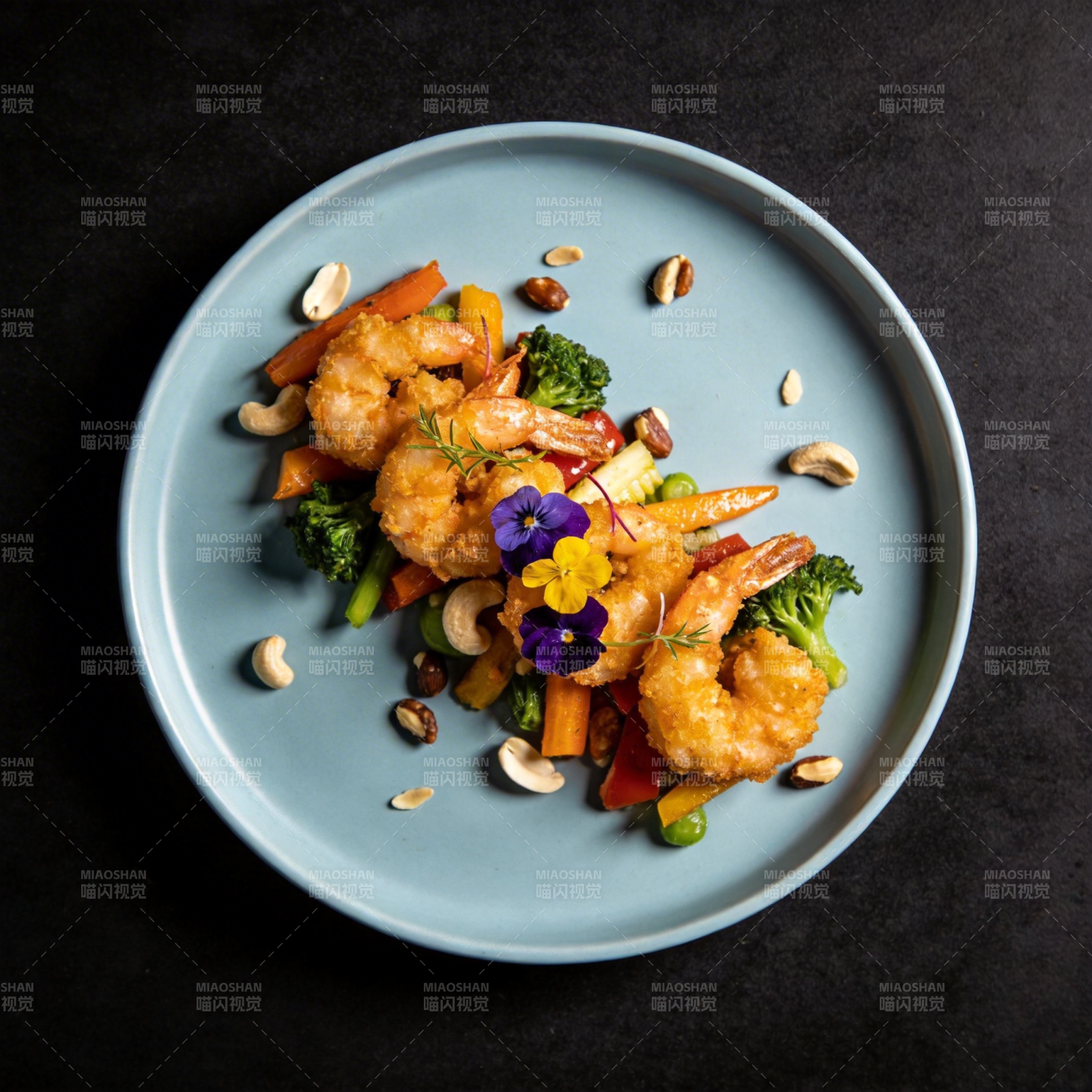 虾仁彩蔬拼盘图片