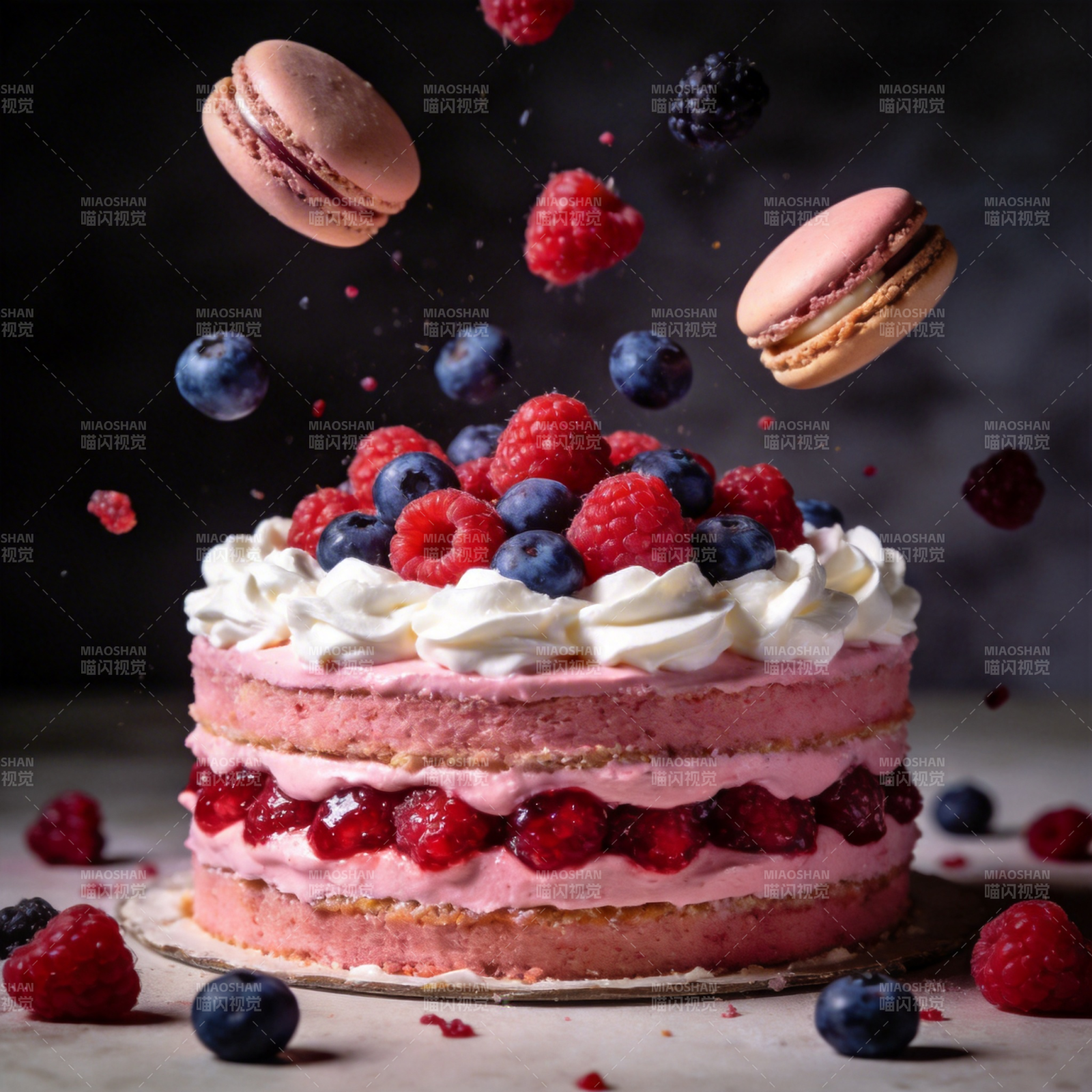 莓果飞舞蛋糕图片