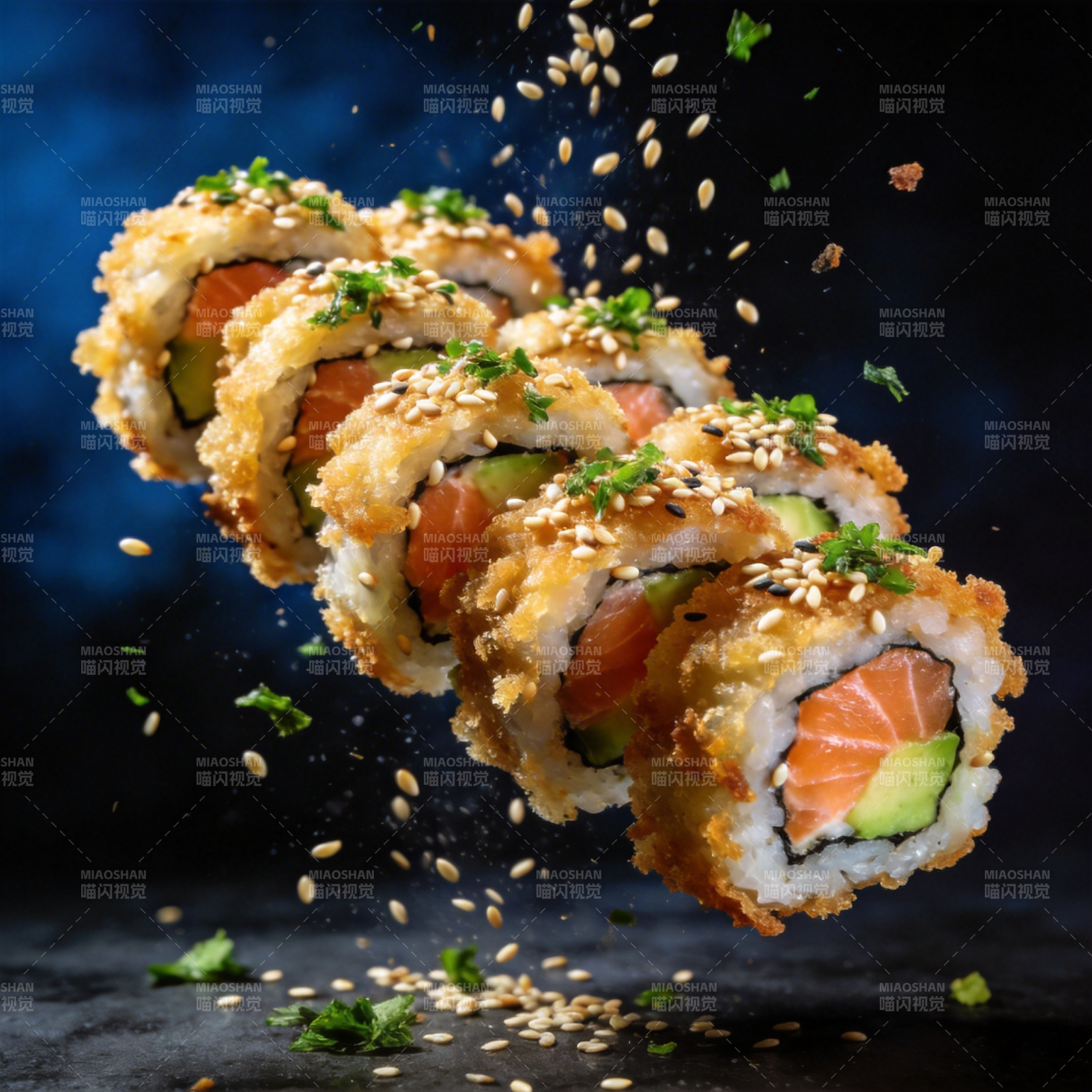 飞舞的寿司卷图片