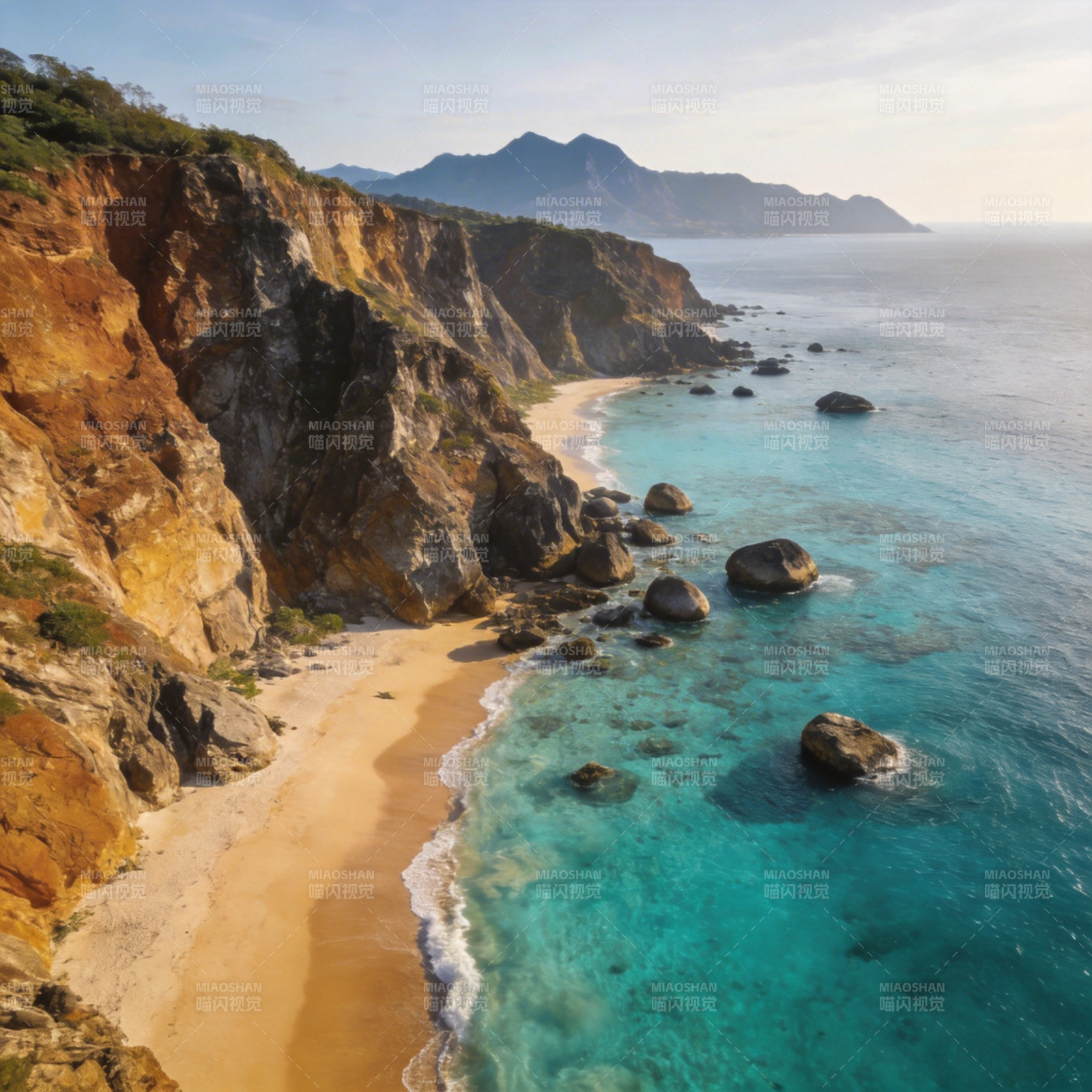 碧海金沙悬崖景图片