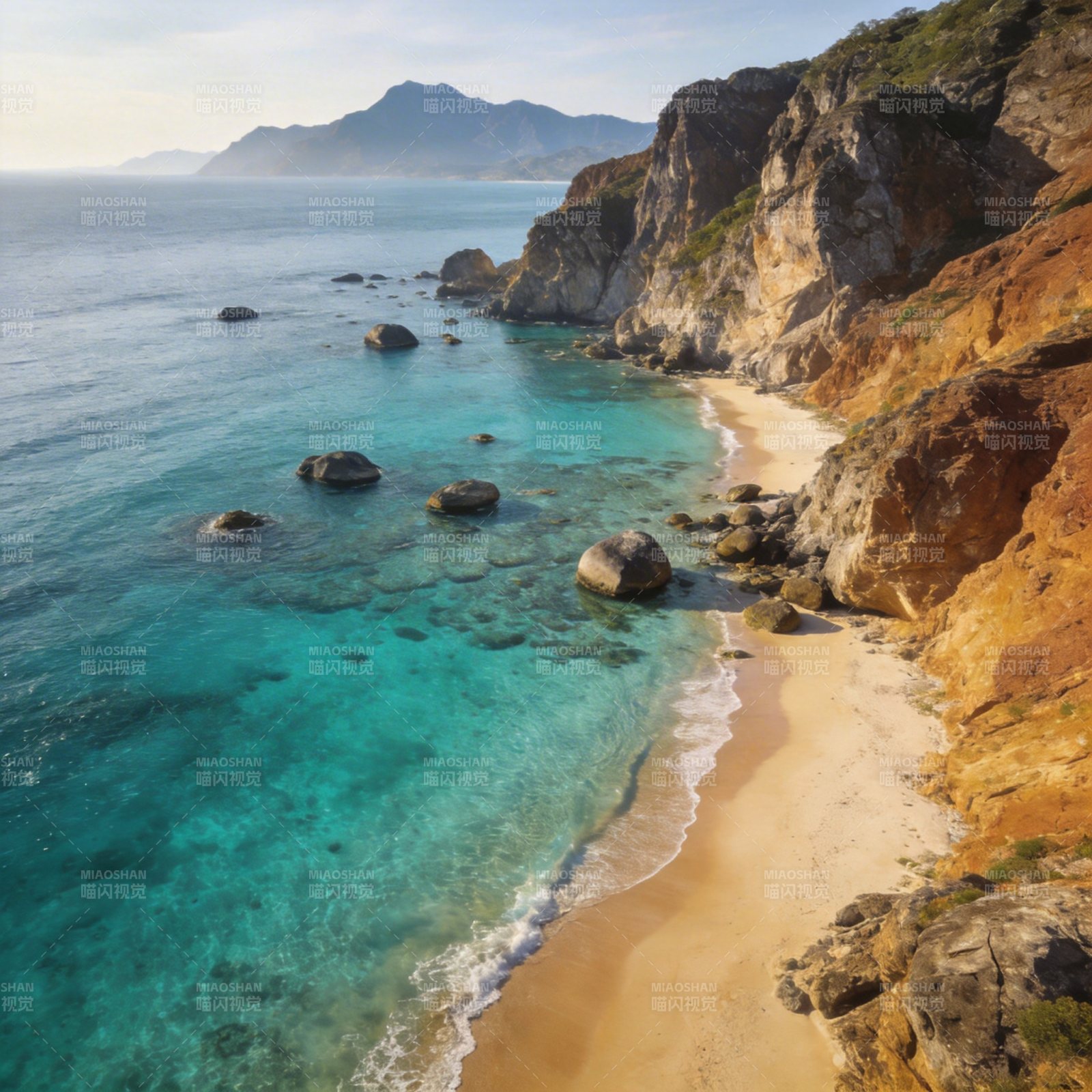 碧海金沙悬崖岸图片