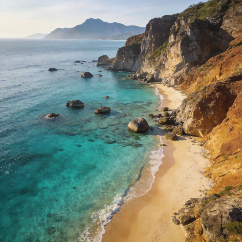 碧海金沙悬崖岸图片