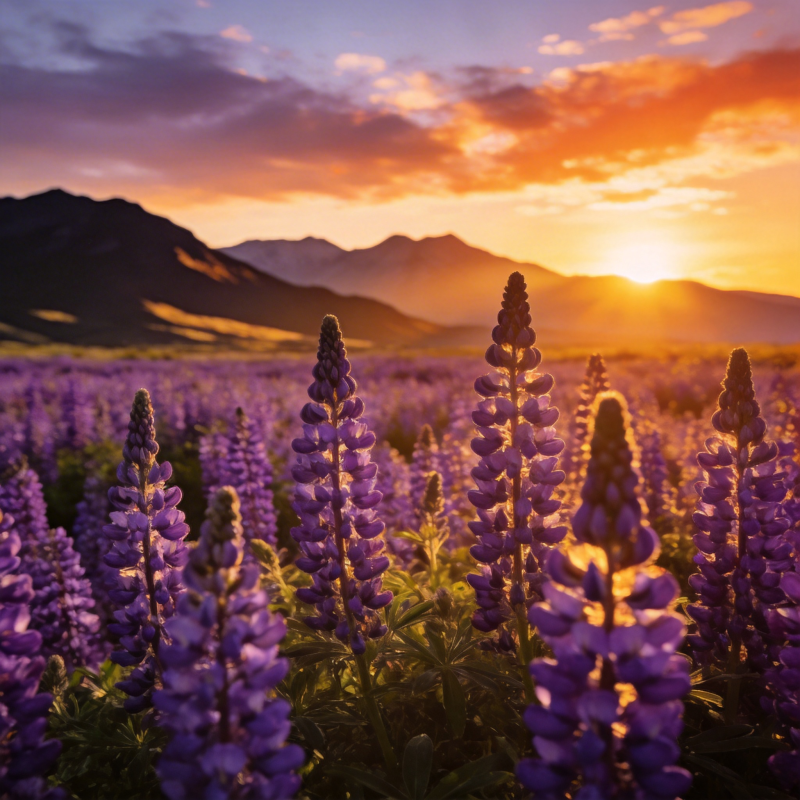 紫花映夕阳图片