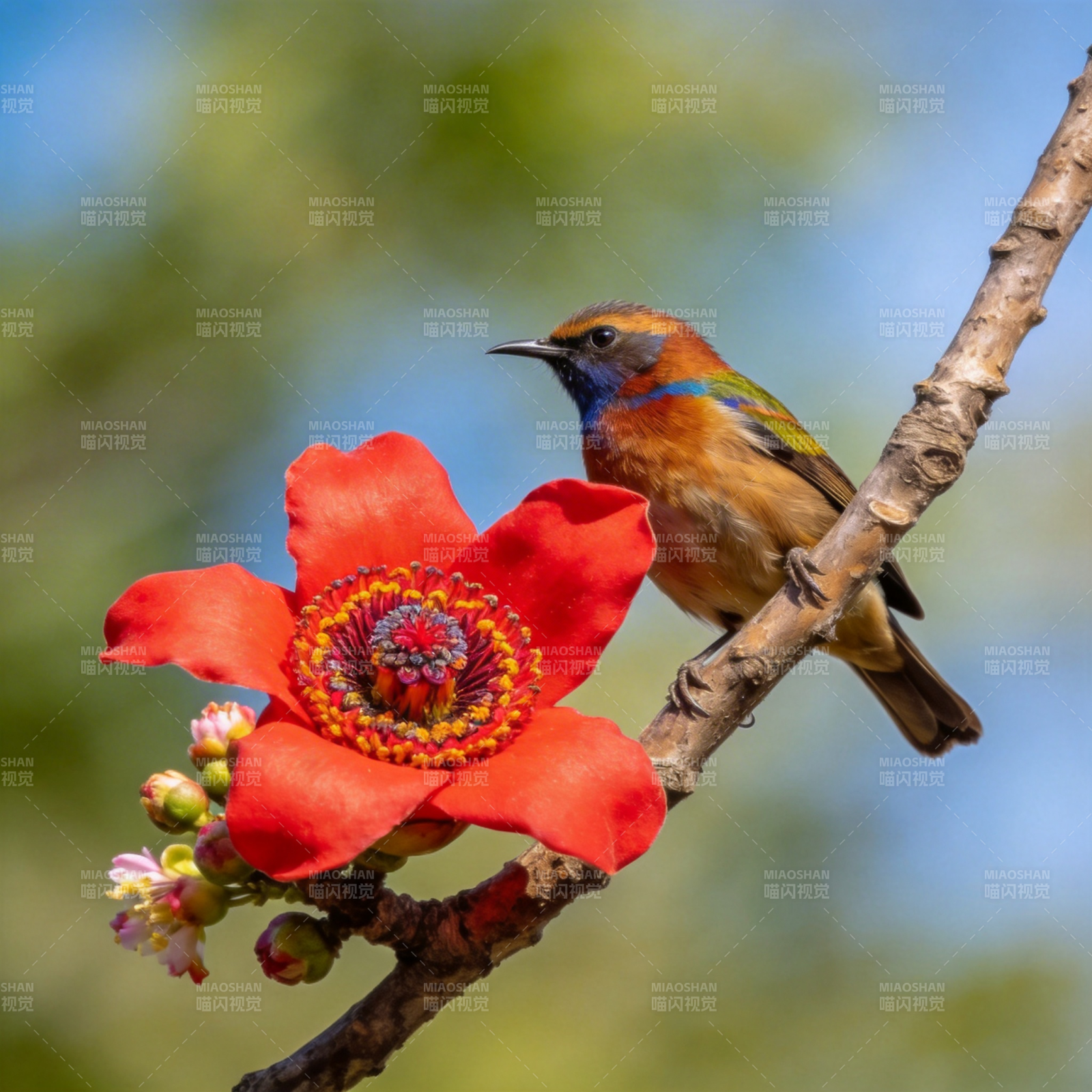 花鸟相映成趣图片