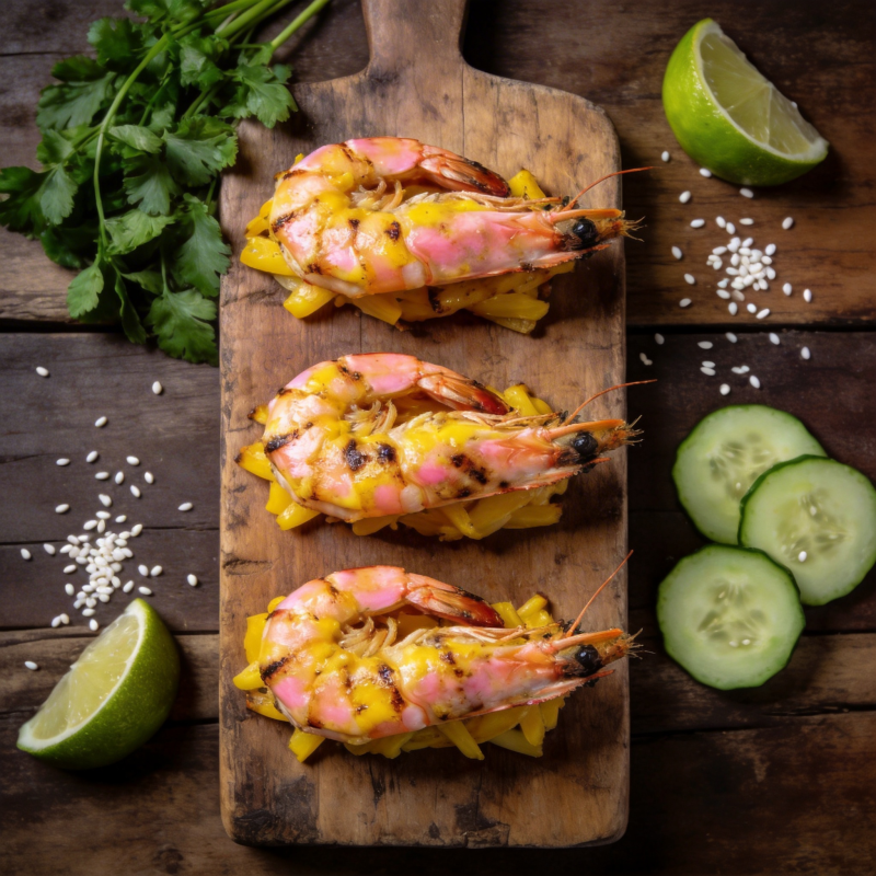烤虾配芒果沙拉图片