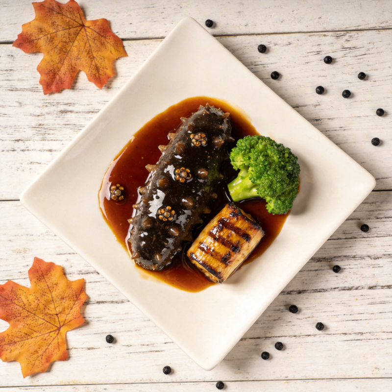 海参鲍鱼配西兰花图片