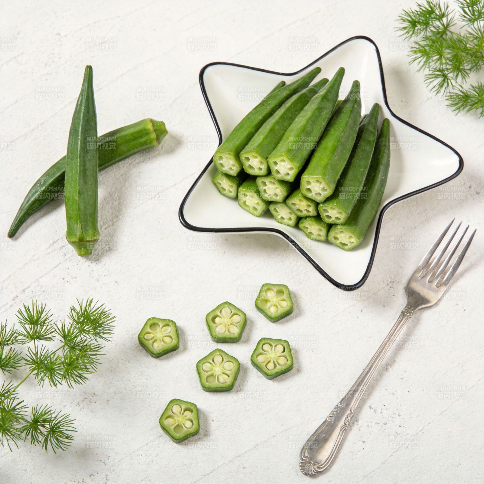 秋葵切片摆盘图片