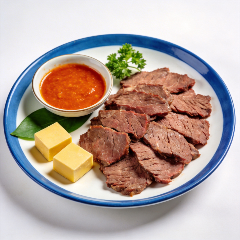 美味牛排配酱料图片