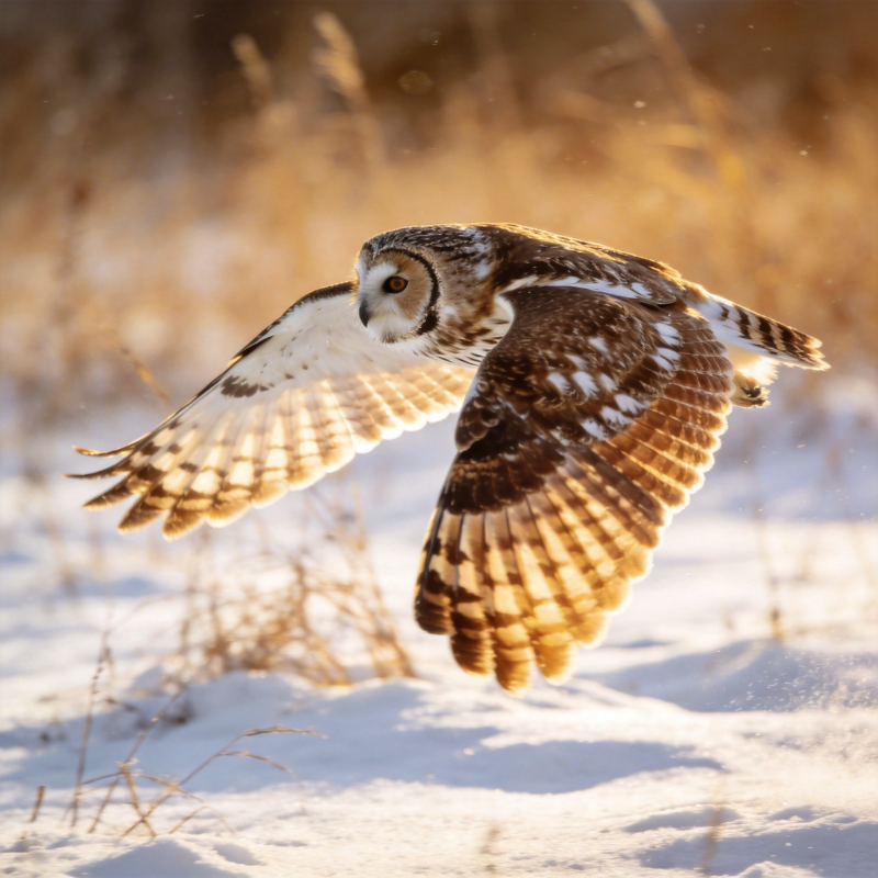 雪地翱翔的猫头鹰图片