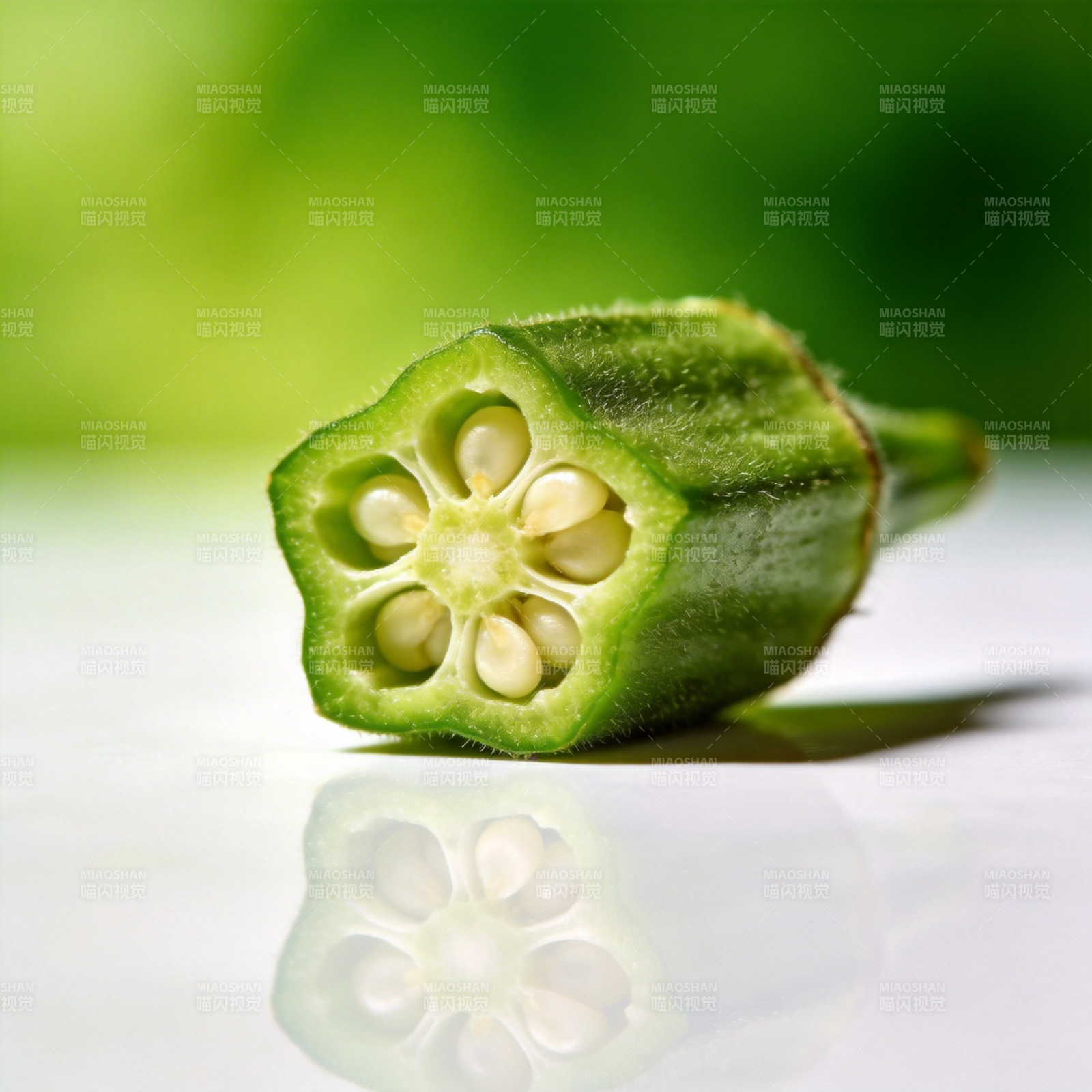秋葵切面特写图片