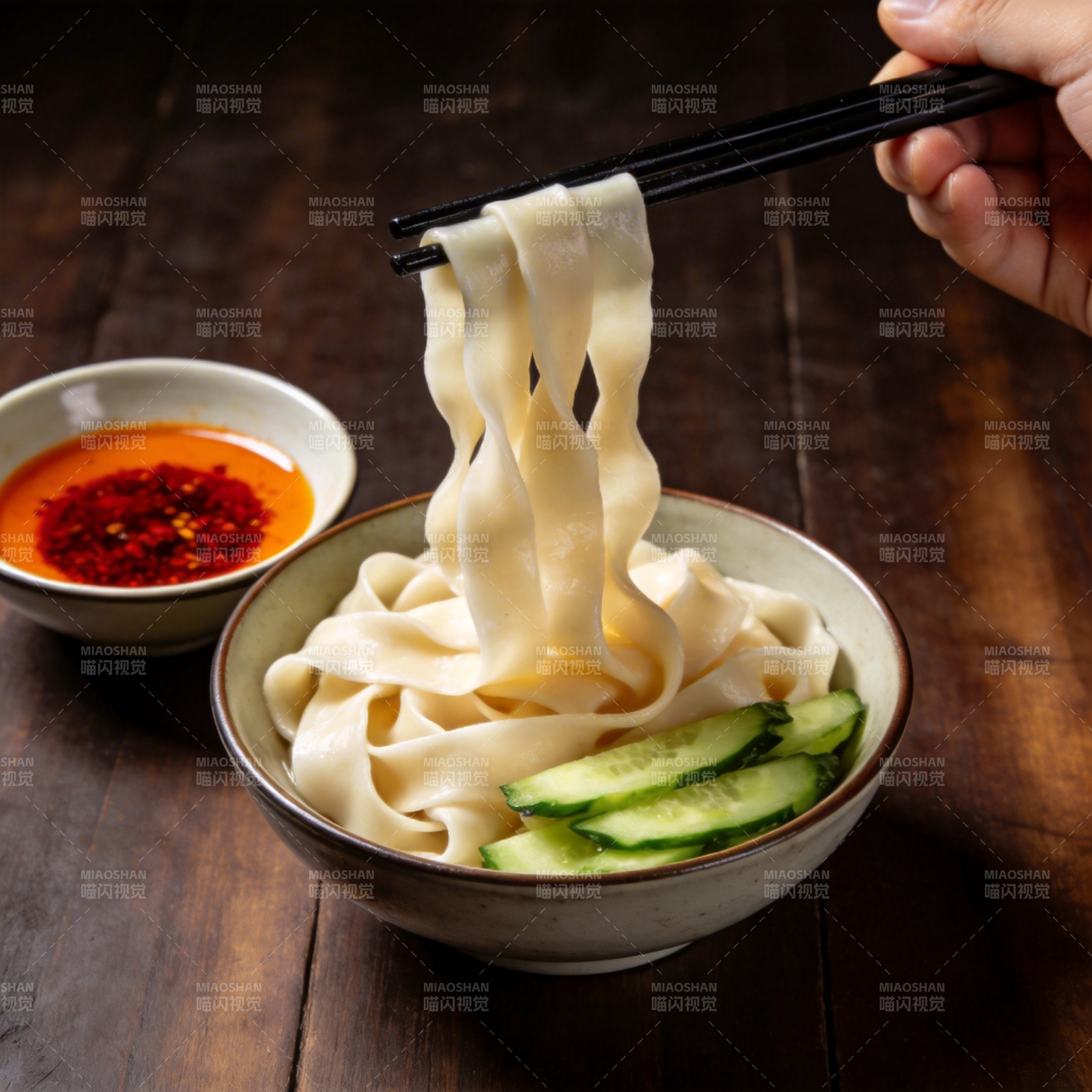 面条配黄瓜辣椒油图片