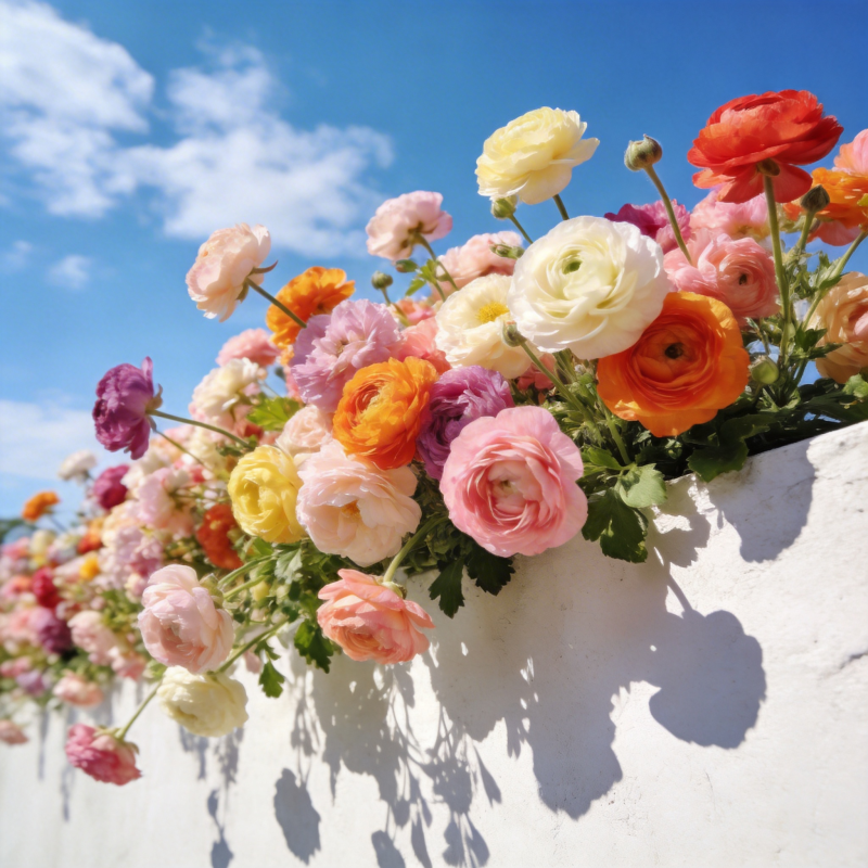 花墙映蓝天图片