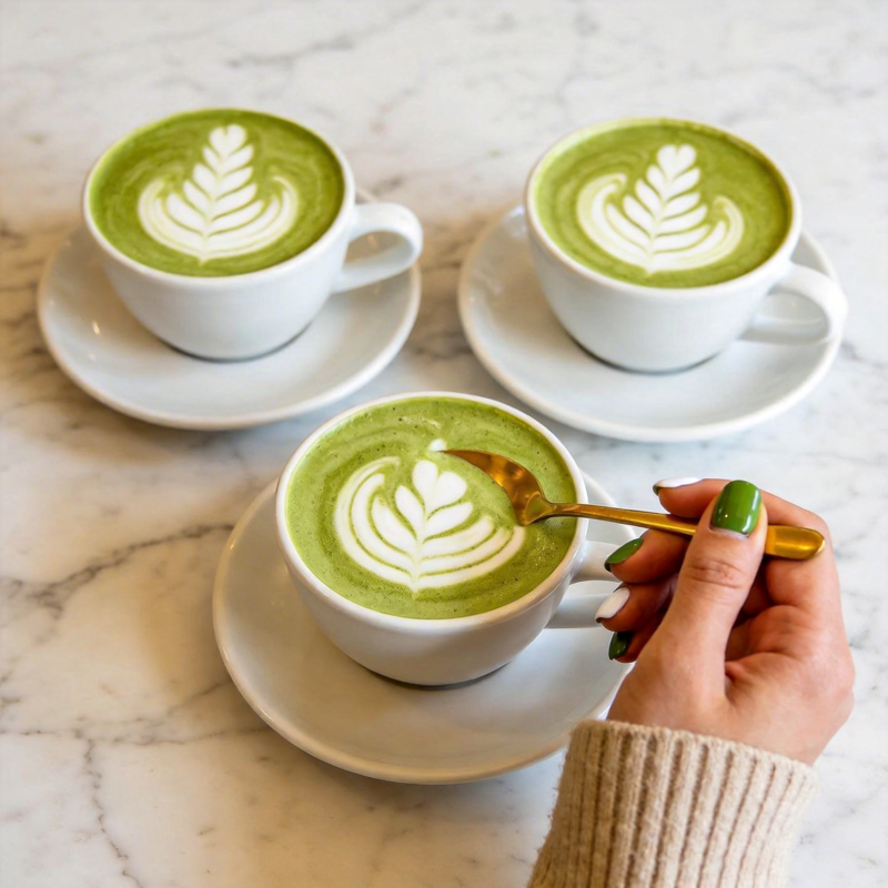 抹茶拿铁艺术图片