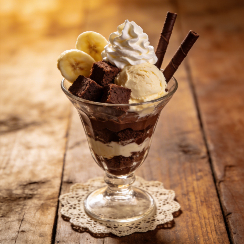 香蕉巧克力圣代图片