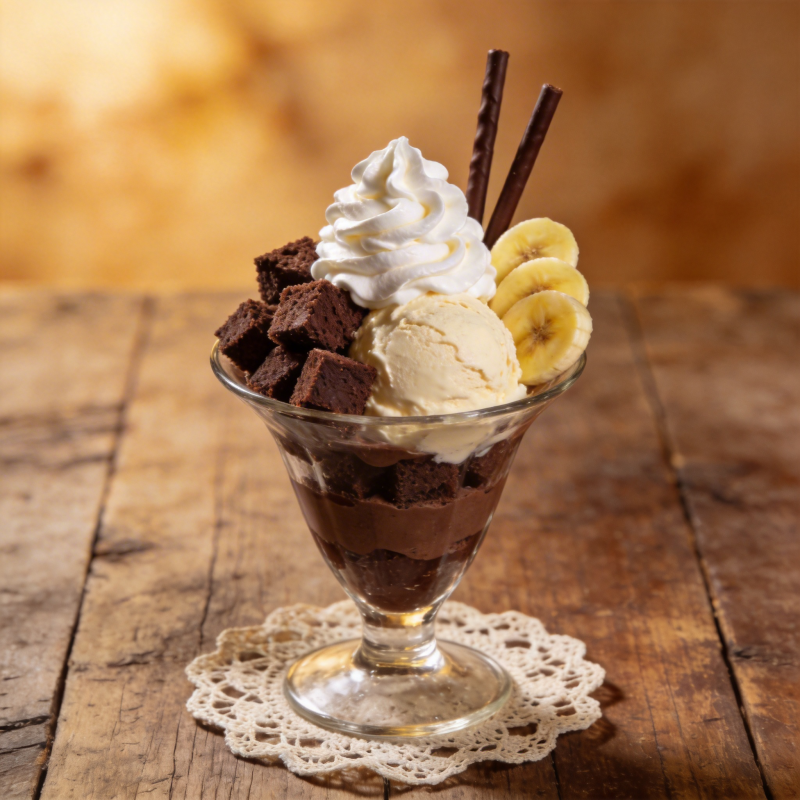 巧克力香蕉圣代图片