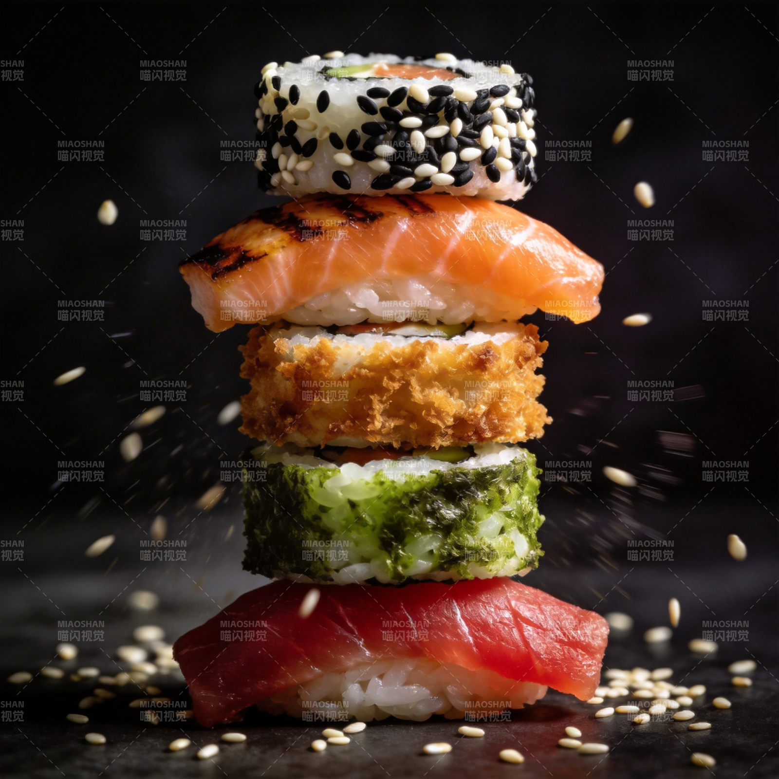 美味寿司塔图片