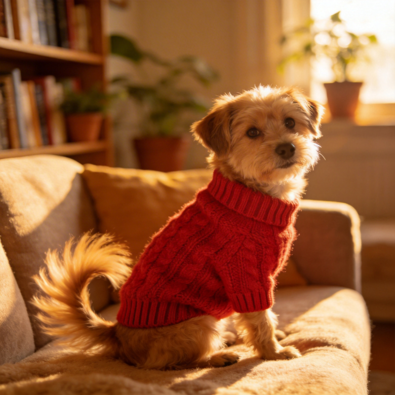 萌犬穿红衣图片