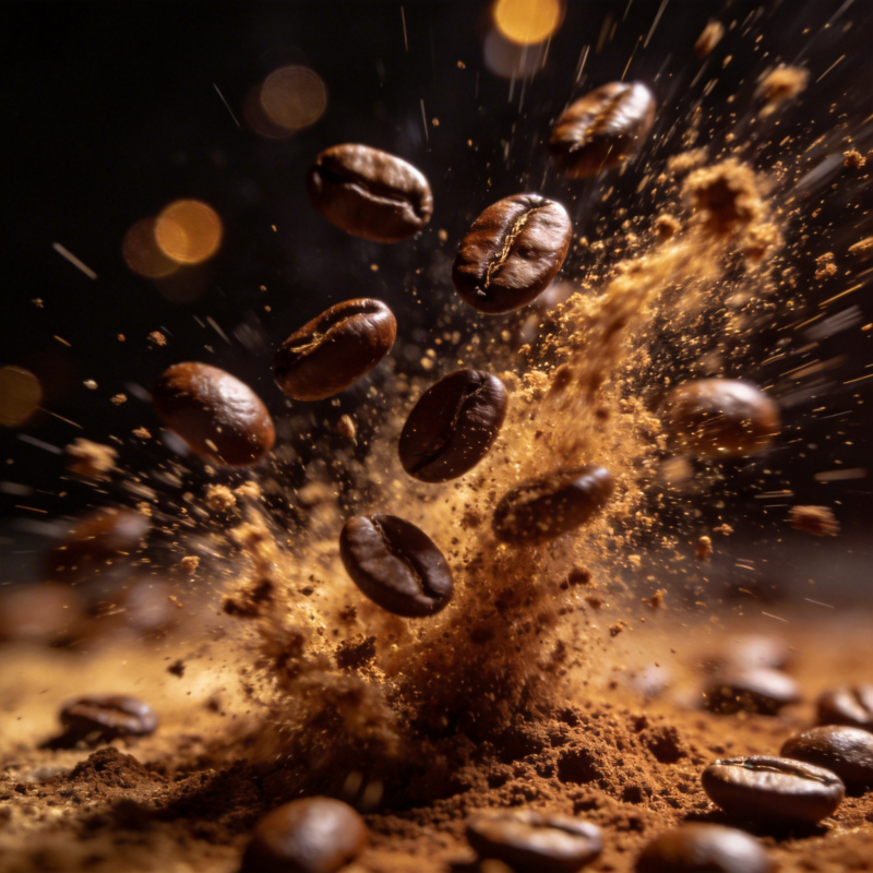 咖啡豆飞溅瞬间图片
