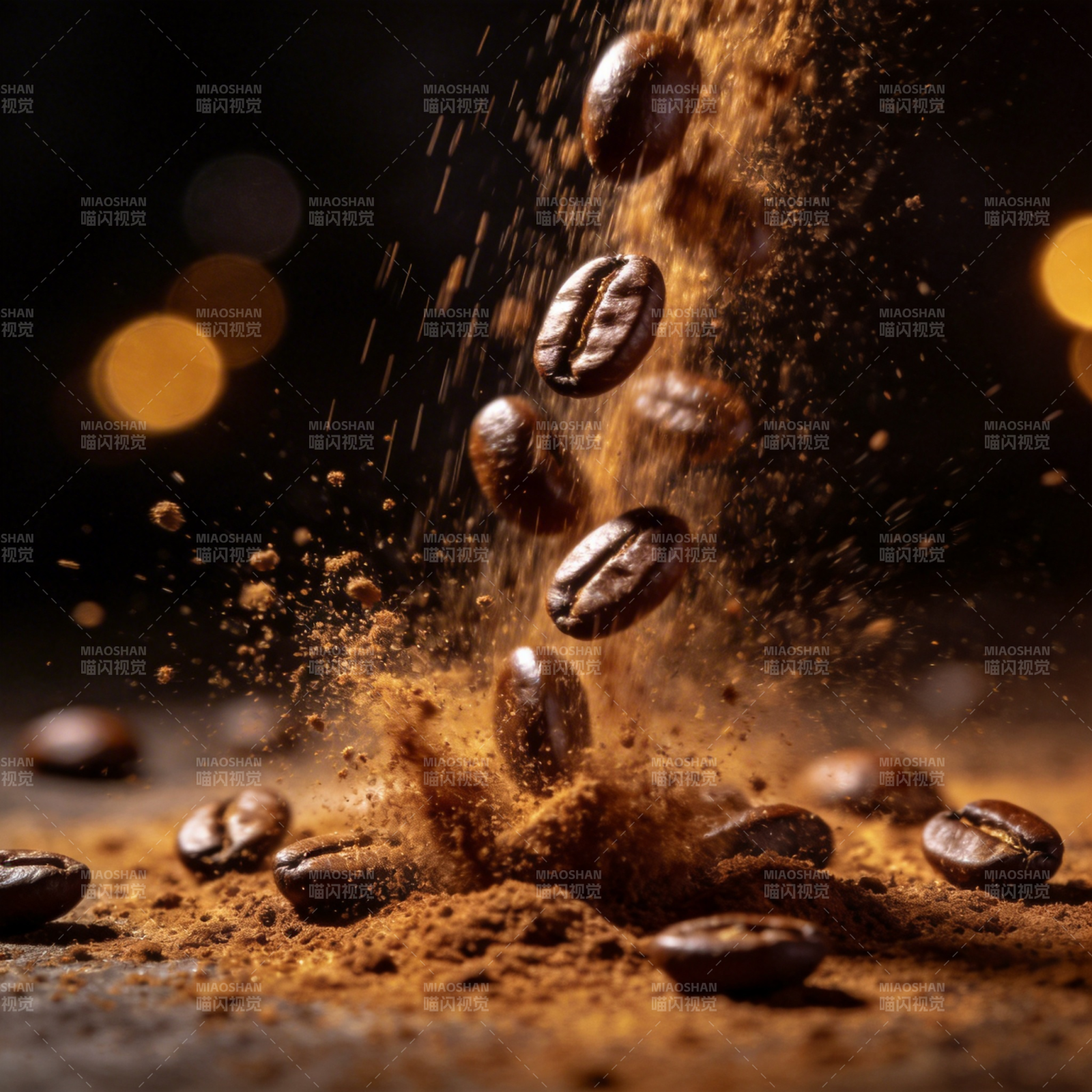 咖啡豆飞溅瞬间图片