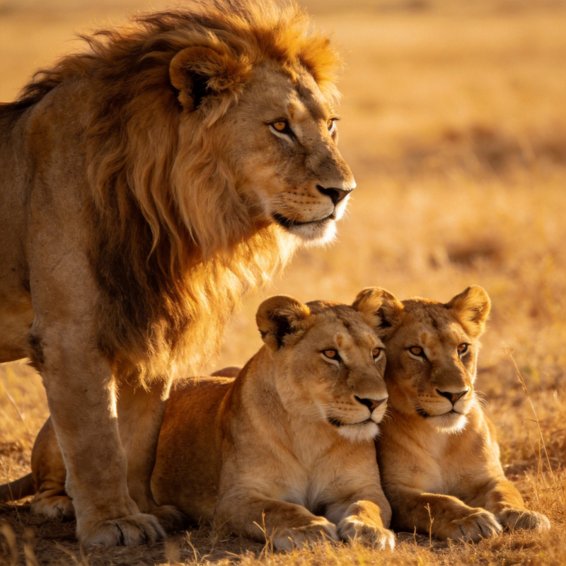 狮群静憩草原图片