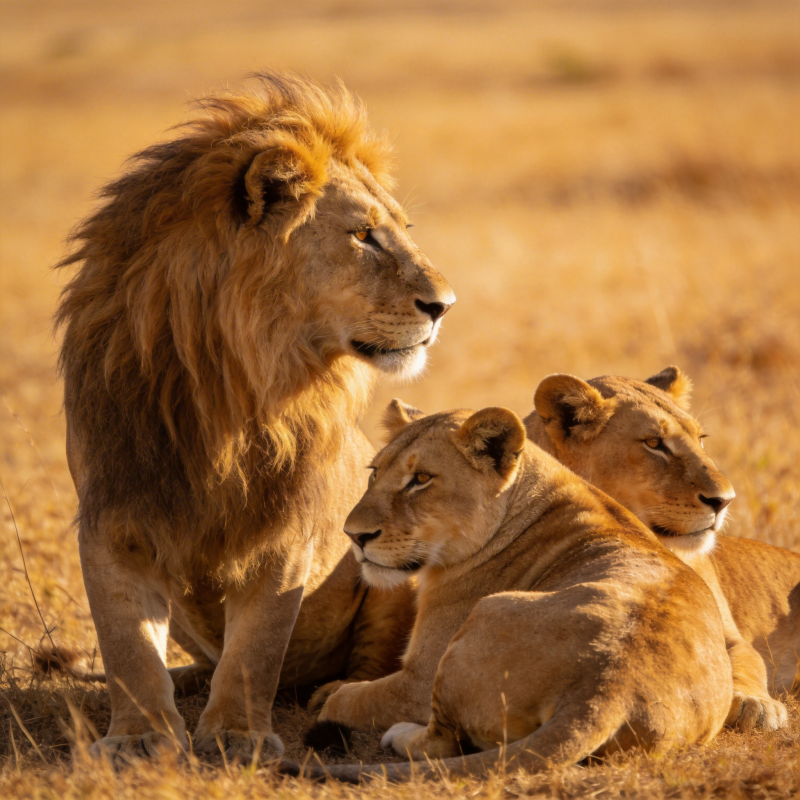 狮群静息草原图片