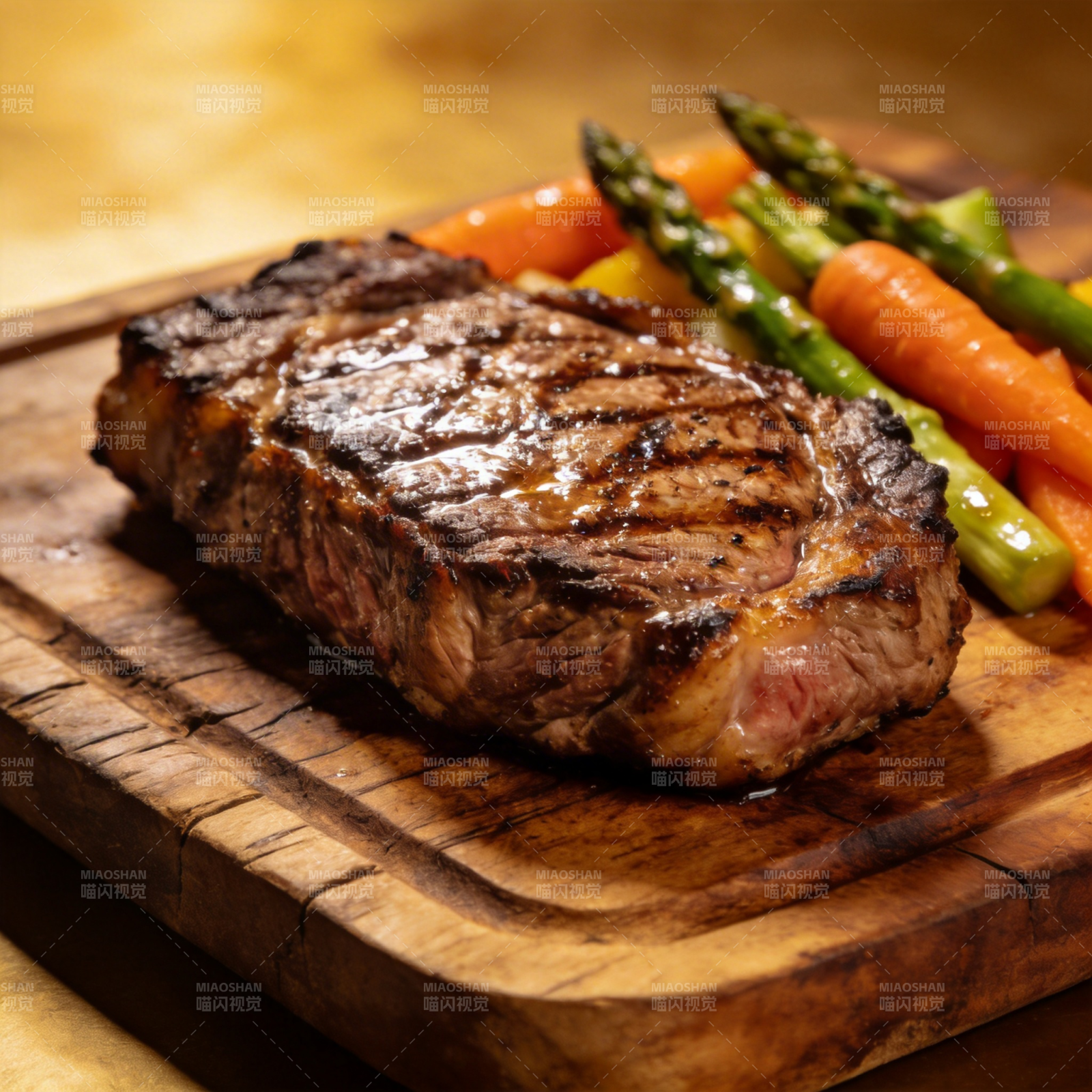 烤牛排配时蔬图片