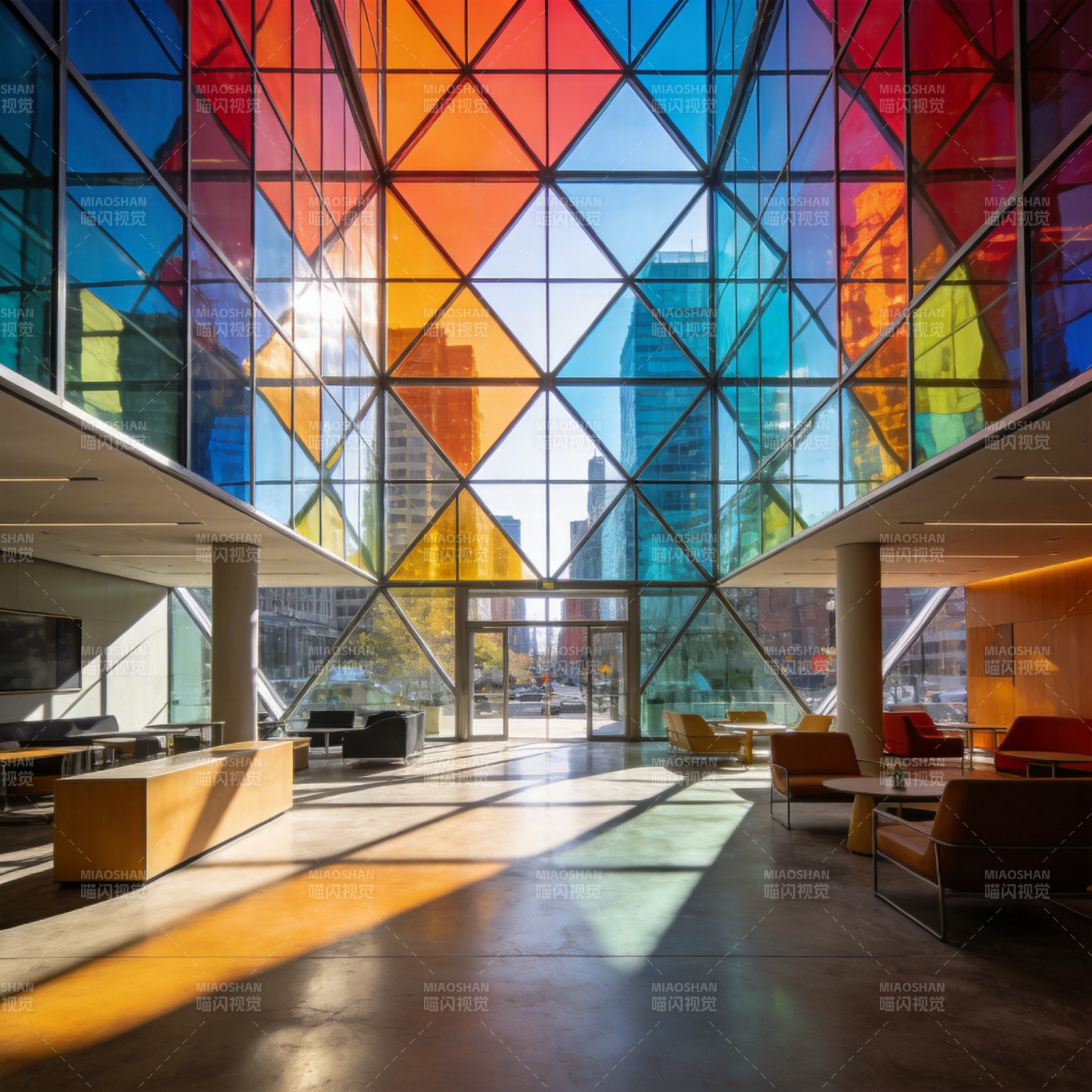 彩窗大厅光影交错图片