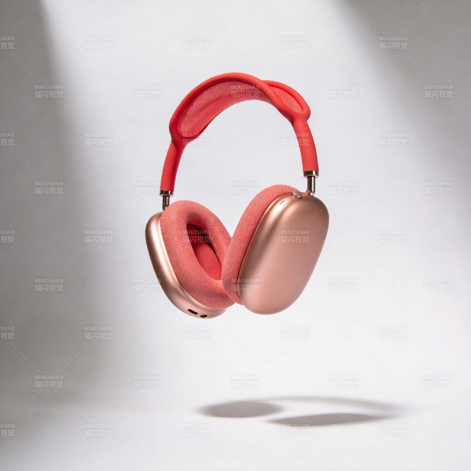 玫瑰金耳机悬浮展示图片