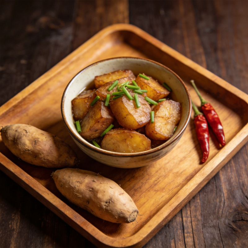 香煎红薯配辣椒图片