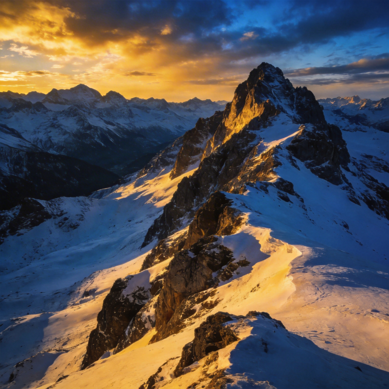 雪山日出壮丽景色图片