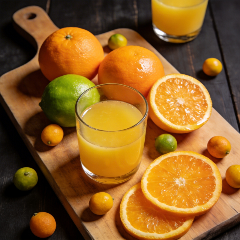 橙汁与新鲜柑橘图片