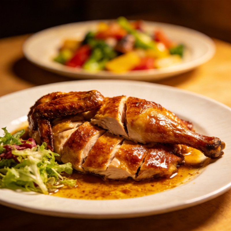 香烤鸡腿配沙拉图片