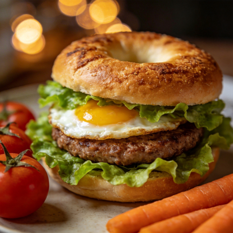 早餐汉堡美味呈现图片