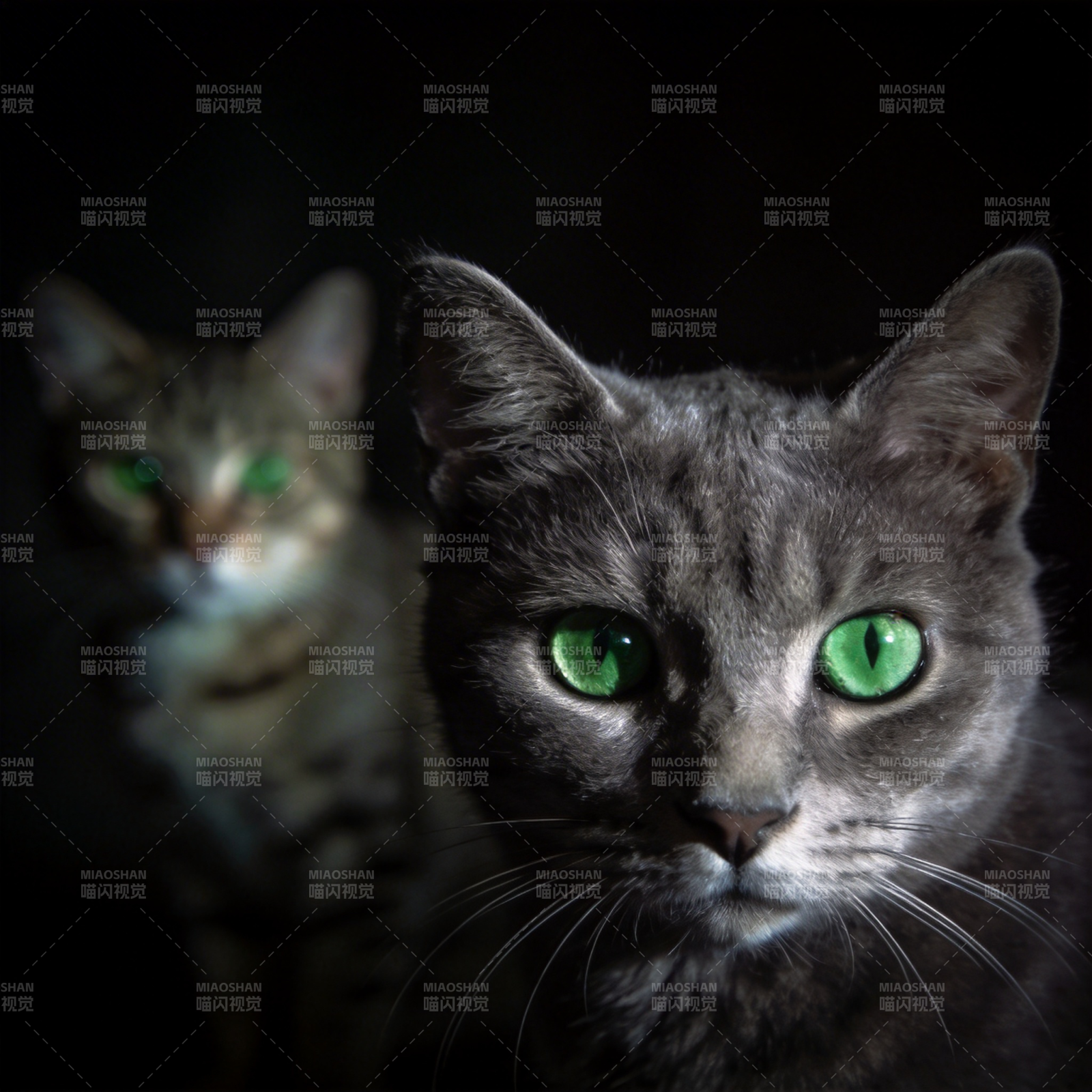 双猫凝视夜色图片