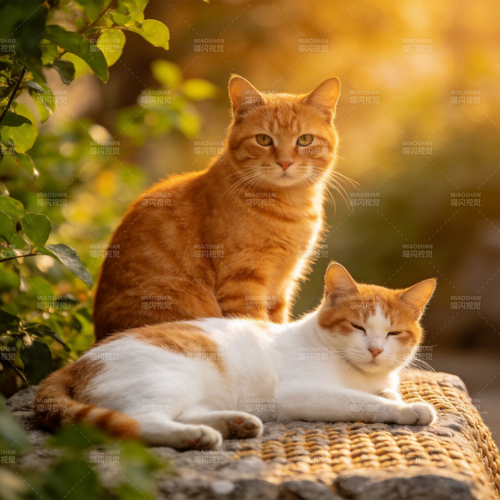 双猫晒太阳图片