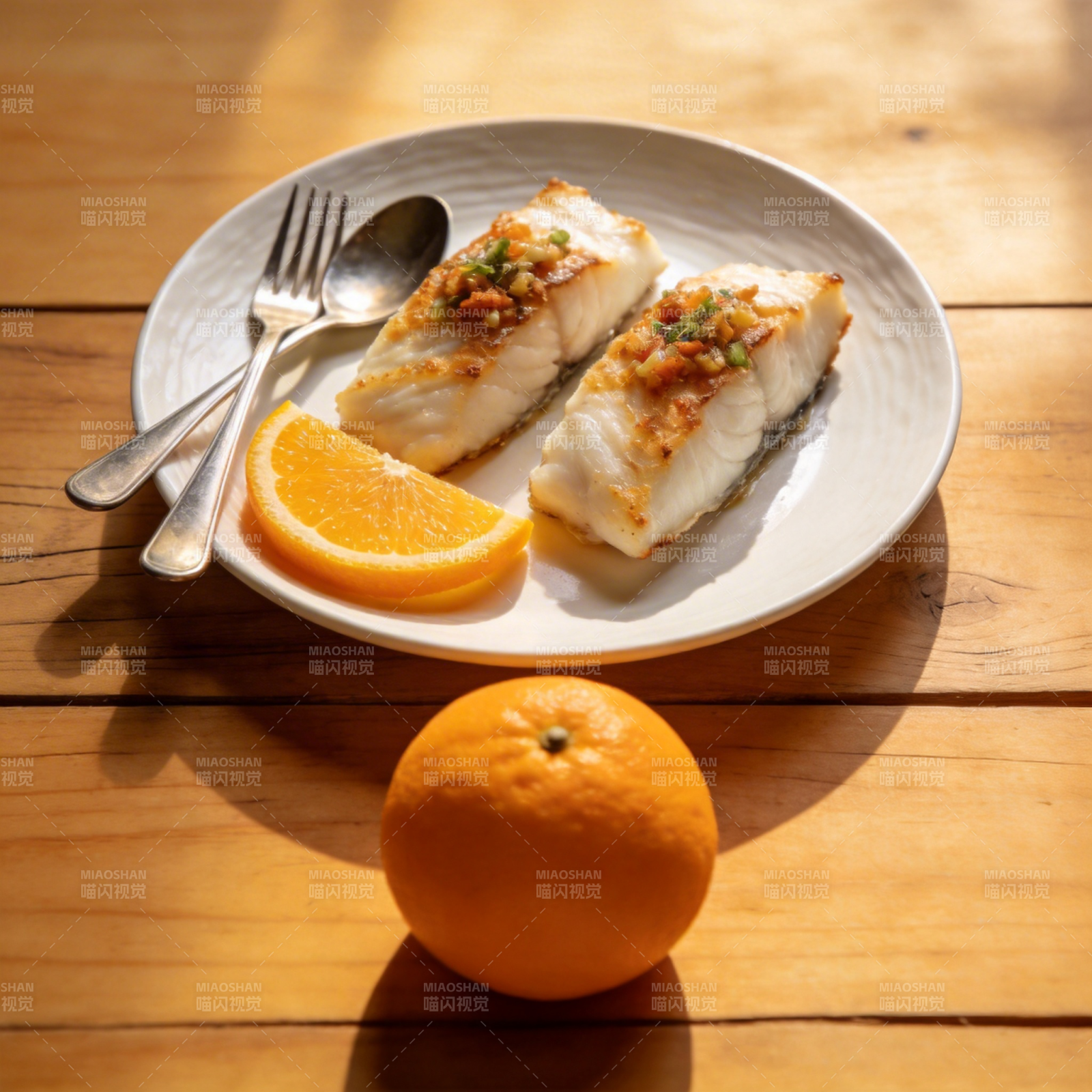 橙香鱼排 美味呈现图片