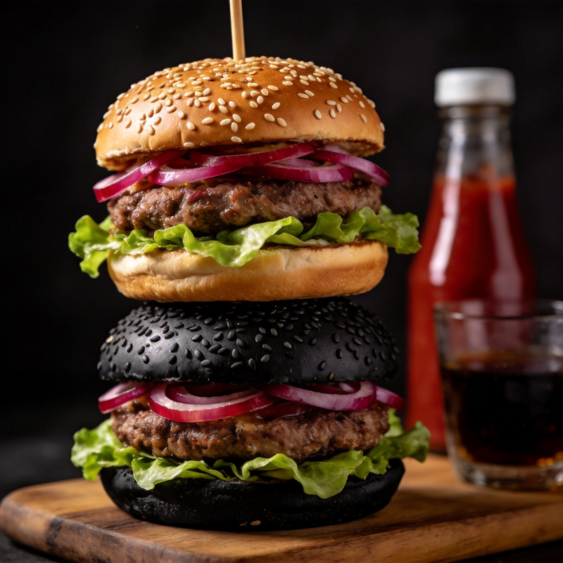 双层汉堡 黑金搭配图片