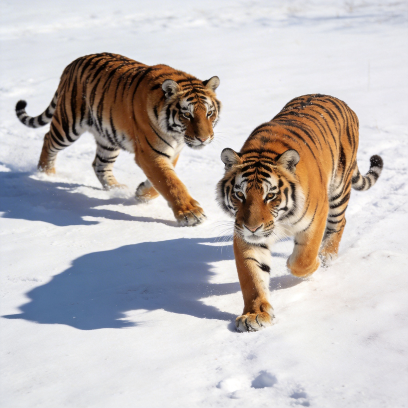 雪地双虎行图片