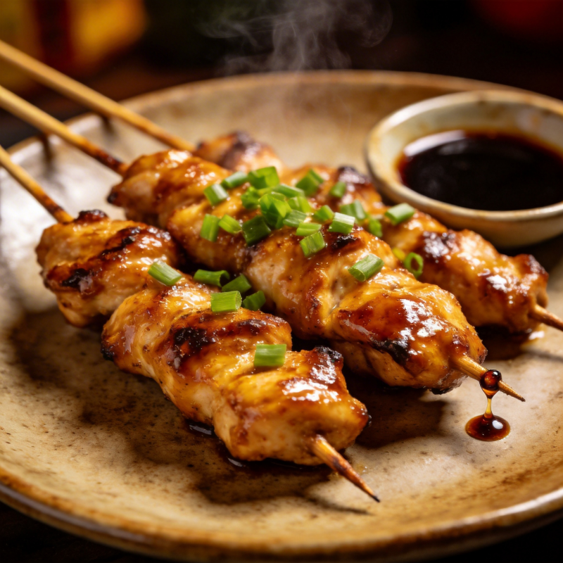 美味烤鸡肉串图片