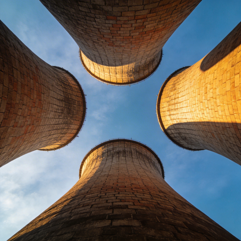 仰望冷却塔图片