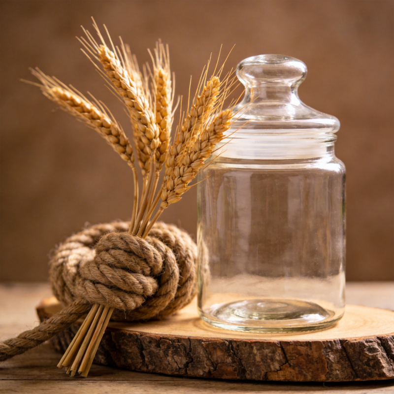 麦穗与玻璃罐图片