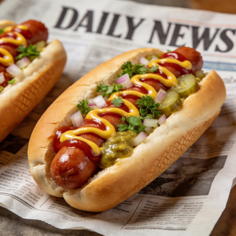 美味热狗特写图片