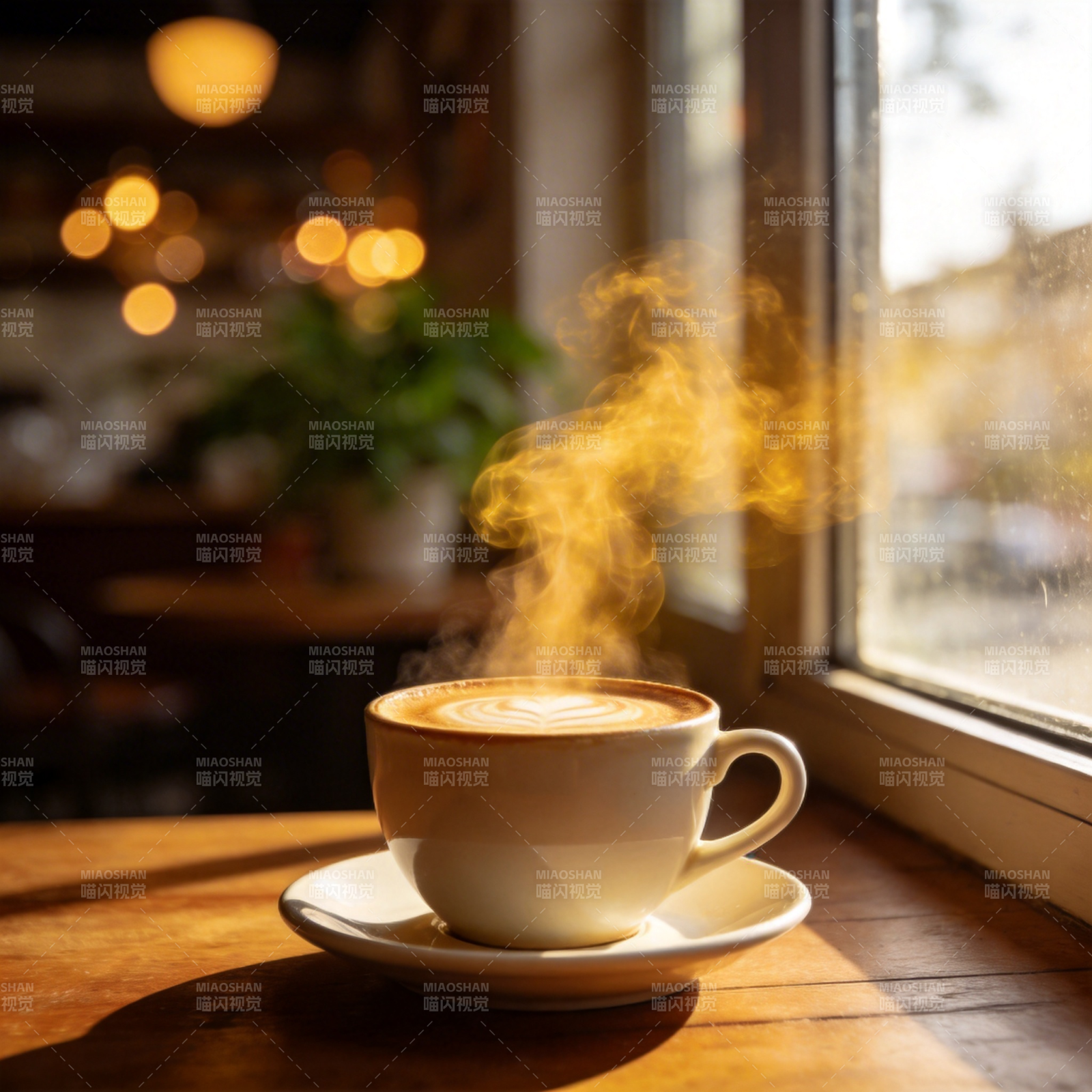 窗边热咖香图片