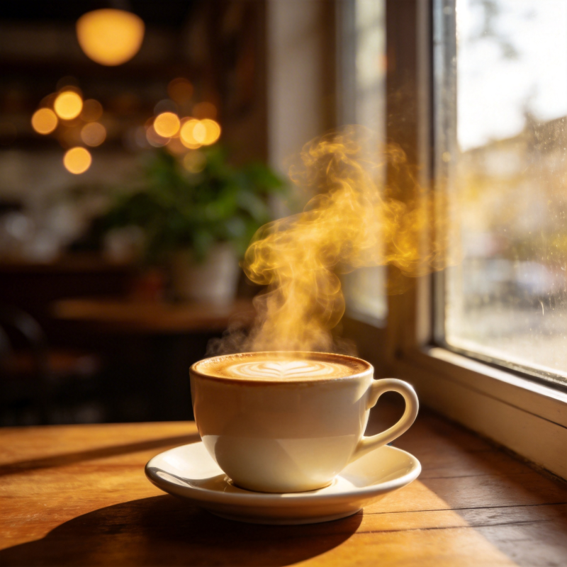 窗边热咖香图片