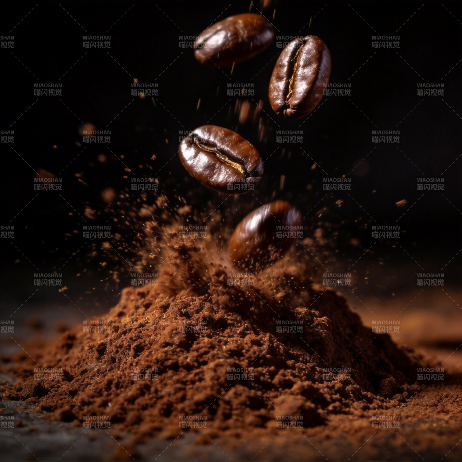 咖啡豆飞溅瞬间图片