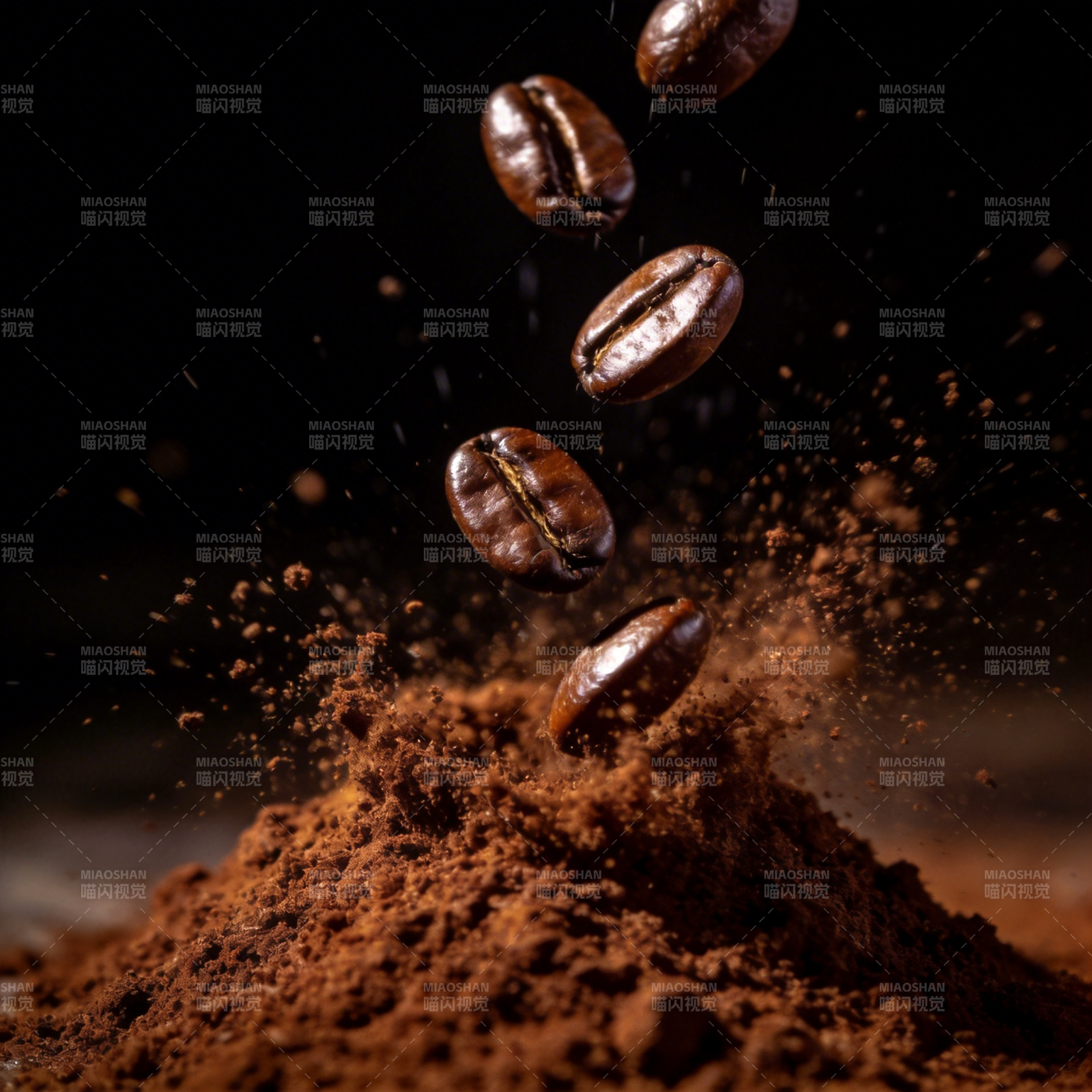 咖啡豆飞溅瞬间图片