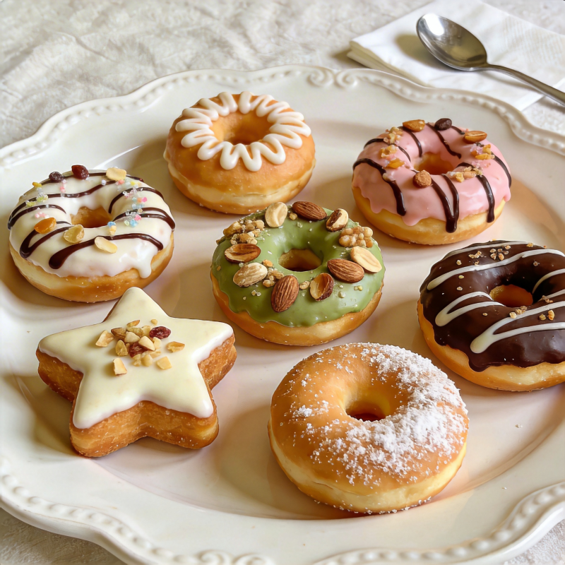 美味甜甜圈拼盘图片