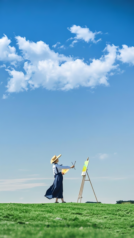 草甸上的画家图片